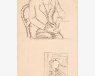 66: Thomas Hart Benton "Study for Jessie at the Piano, Seated Figure" Graphite (ca. 1946-47)