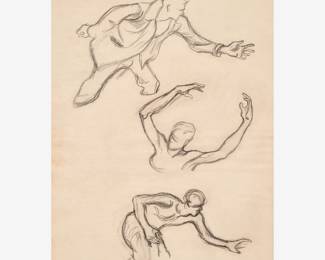 46: Thomas Hart Benton "Study for The Flight of the Thielens" Graphite (1938)