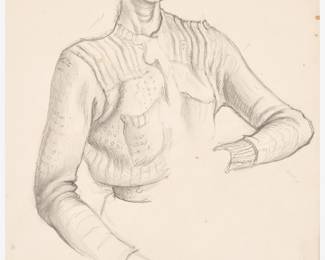 40: Thomas Hart Benton "Study for Lady of the Books" Graphite (1971)