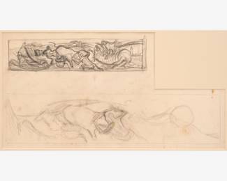 33: Thomas Hart Benton "Study for Achelous and Hercules" Graphite (1947)