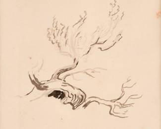 76: Thomas Hart Benton "Study of Tree Branches" Inkbrush (ca. 1963)