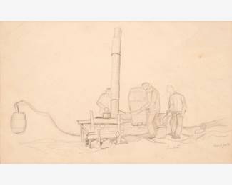86: Thomas Hart Benton "Sorghum Mill" Graphite