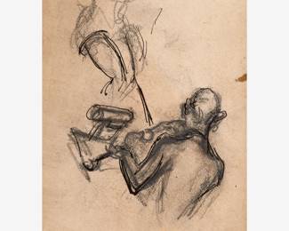 95: Thomas Hart Benton "Violinist and Burlesque Dancer" Ink/Graphite (ca. 1929-30)