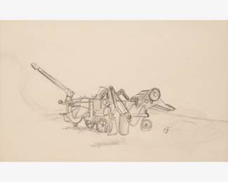 42: Thomas Hart Benton "Study for Rice Threshing" Graphite (1945)
