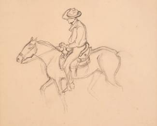10: Thomas Hart Benton "Study for Trail Riders" Graphite (ca. 1964-65)