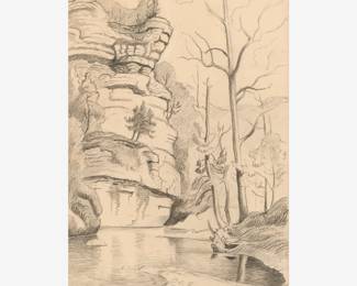 Lot 1: Thomas Hart Benton "Buffalo River" Graphite (1968)