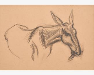 37: Thomas Hart Benton "Mule Eating Grass [Missouri Mural]" Graphite (1936)