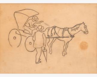 81: Thomas Hart Benton "Man Talking to Carriage Driver" Graphite