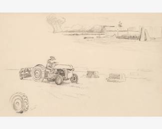 71: Thomas Hart Benton "Farm Sketches" Graphite (ca. 1963)
