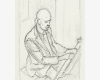 68: Thomas Hart Benton "Man Playing Piano" Graphite (ca. 1948)