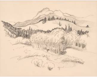 2: Thomas Hart Benton "Wyoming Hills" Graphite (1963)