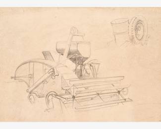 41: Thomas Hart Benton "Study of Combine" Graphite (ca. 1963-64)