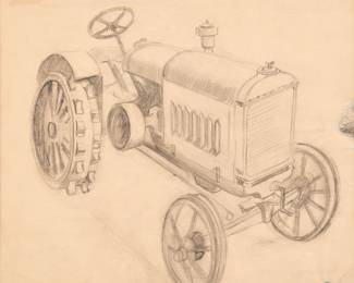 23: Thomas Hart Benton "Tractor Study for America Today" Graphite (1928)