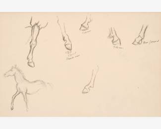 97: Thomas Hart Benton "Horse and Hoof Studies" Graphite (ca. early 1960s)