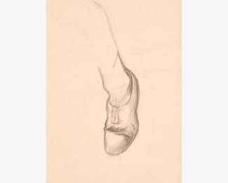 55: Thomas Hart Benton "Study of Foot and Shoe, Jacques Cartier Mural" Graphite (1956-57)