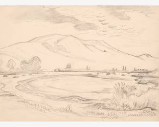 63: Thomas Hart Benton "Landscape for Wyoming Hay" Graphite (ca. 1963)