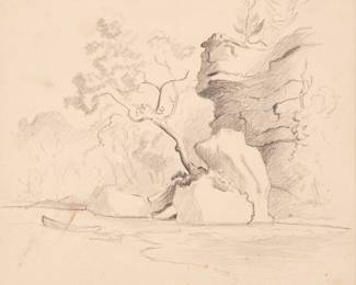 29: Thomas Hart Benton "Current River Bluff" Graphite (ca. 1962-63)