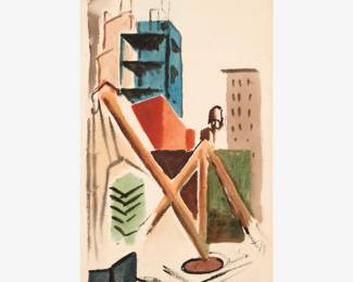 5: Thomas Hart Benton "New York Rooftops" Watercolor (ca. 1918-20)