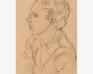 39: Thomas Hart Benton "Drawing of a Head" Graphite (1930s)