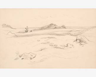 61: Thomas Hart Benton "Rocky Wyoming Landscape" Graphite (1963)