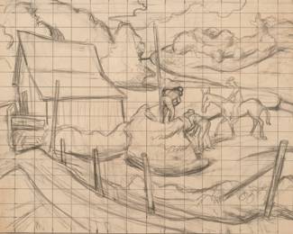 18: Thomas Hart Benton "Benton Farm" Graphite (1972)