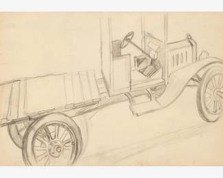 44: Thomas Hart Benton "Flatbed Pickup" Graphite (1928)
