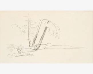 89: Thomas Hart Benton "Trees on a Shoreline" Graphite (ca. 1968)