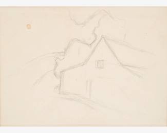 101: Thomas Hart Benton "Barn Sketch, Benton Farm" Graphite (ca. 1972)