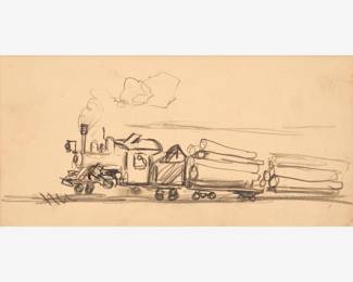 7: Thomas Hart Benton "Train Hauling Logs" Graphite (1928)
