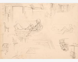 65: Thomas Hart Benton "Studies for 'Interior'" Graphite (1948)