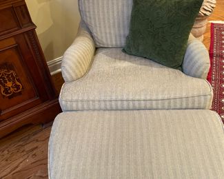Hickory House upholstered armchair and ottoman 
