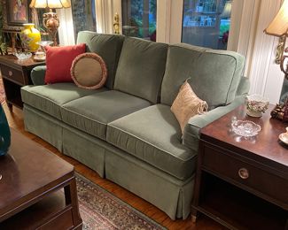 Bassett green velvet sofa