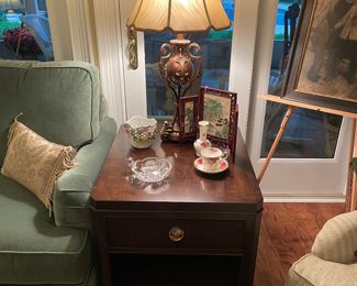 Contemporary walnut end table 