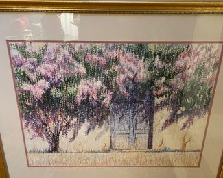 Award winning Montgomery artist Eve Perry pointillism watercolor  