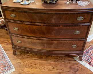 Wonderful zebra wood banded English Hepplewhite large 3 drawer chest