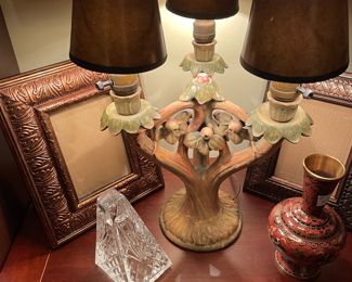 Rare Weller 3 light “Woodland “ lamp