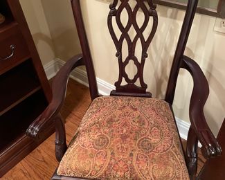 One of 2 Chippendale armchairs 