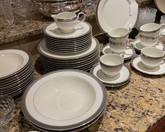 Mikasa “ Palatial Platinum” service for 8 w/ extras