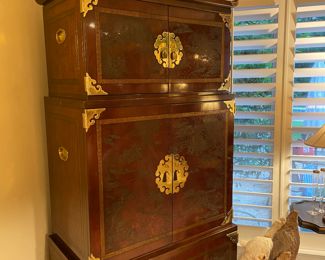 Heritage mahogany oriental armoire and bob cat