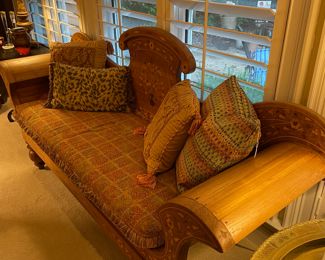 Wonderful inlaided teak bench