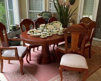 Wonderful hand carved mahogany dining table and 8 chairs from Ecuador 