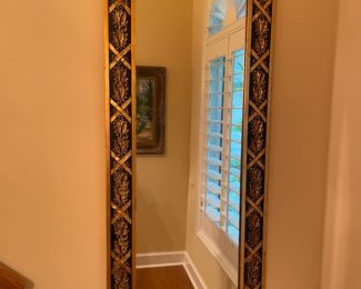 French Regency black and gold pier mirror 