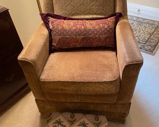 Gold upholstered armchair 