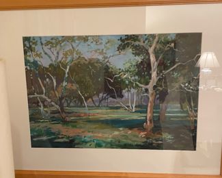 Wonderful watercolor landscape signed Clark
