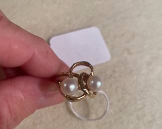 14k double pearl ring