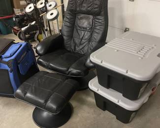 Leather chair and ottoman 