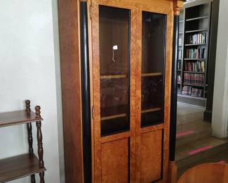 Italian Lime Wood Burl Book Case, China Hutch 