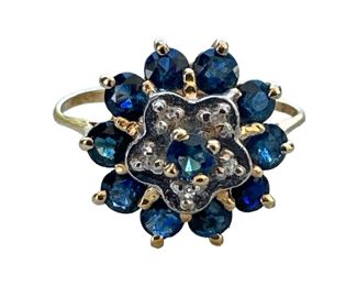 14k Gold Diamond Sapphire Ring