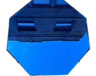 Art Deco Blue Glass Octagon Mirror