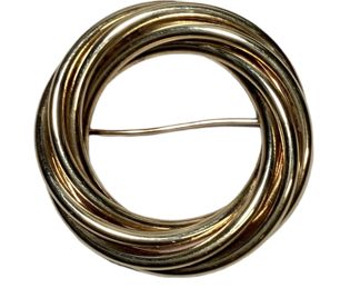 Modernist 14k Gold Circle Pin, heavy